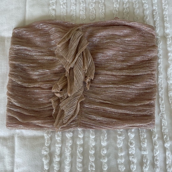 NWT Anthropologie strapless top, nude sparkle fabric with stretch back SIZE S - Picture 1 of 3